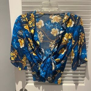 Floral Blue and Yellow Women's Top